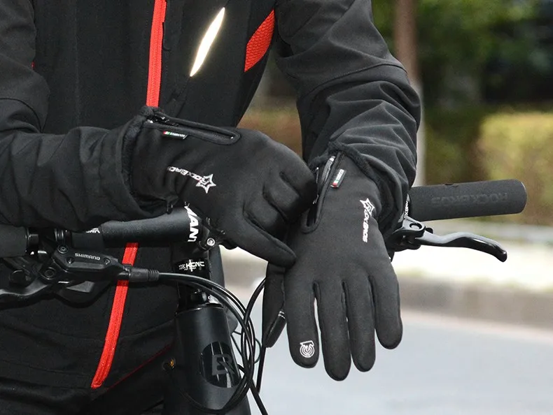 ROCKBROS теплозащитные лыжные перчатки мужские и женские зимние лыжные флисовые водонепроницаемые сноубордические перчатки с сенсорным экраном зимние мотоциклетные теплые варежки