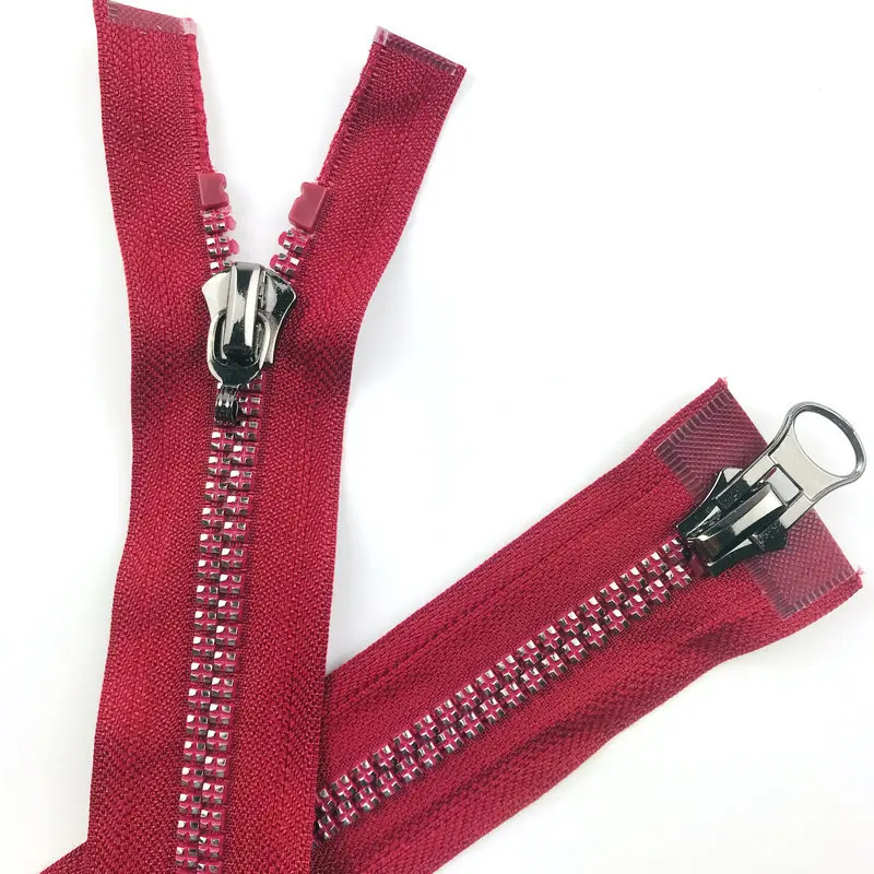No.8 смола сливы застежки-молнии для шитья яркий серебряными зубами двойной хвост 120 см пуховая куртка на молнии модные аксессуары AQ021 - Цвет: Dark red