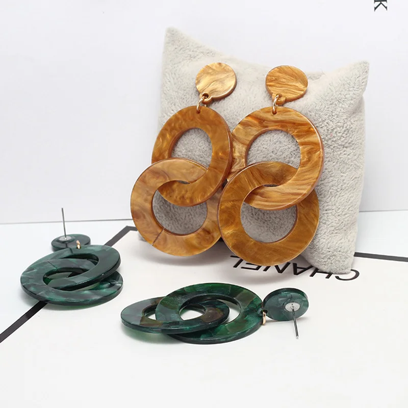 2018 New Fashion Acid Acrylic Resin Earrings Dangle Oval for Women Long Pendant Jewelry B0219 | Украшения и аксессуары