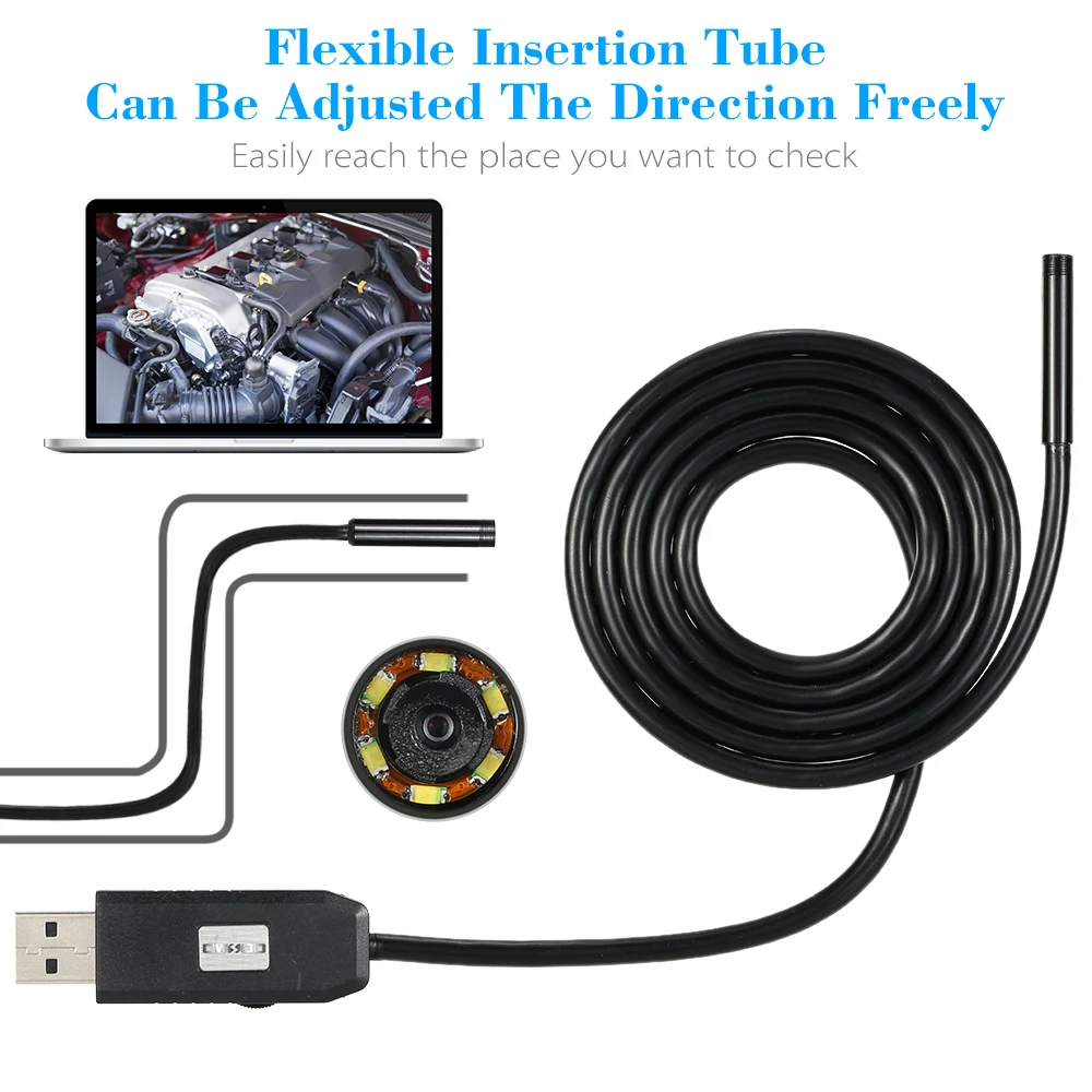 OWSOO 7 мм USB эндоскоп 0.3MP 3 м кабель Android Мини канализационная камера бороскоп для OTG Android USB змея трубка камера автомобильный осмотр