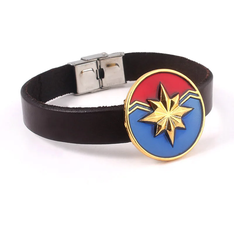 Avengers Bangles Bracelets Doctor Strange Eye of Agamotto Iron Man Arc Reactor Captain Marvel Thanos Leather Rope Bracelet Gift