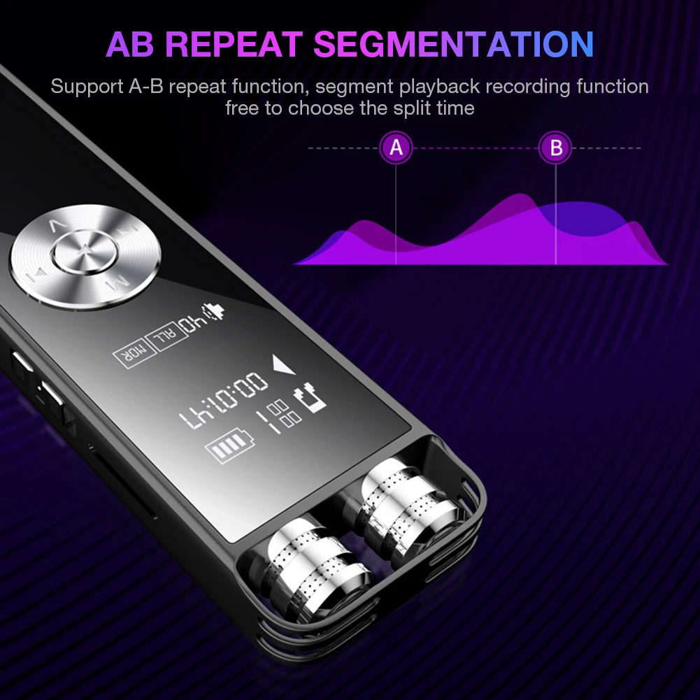 Цифровой Диктофон Двойной Микрофон диктофон звуковая активация портативный Перезаряжаемый HD аудио рекордер для встреч интервью