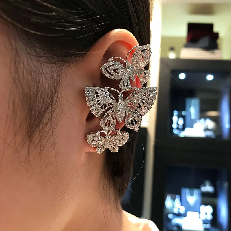 SLJELY Роскошные серьги из стерлингового серебра 925 пробы с асимметричными тремя