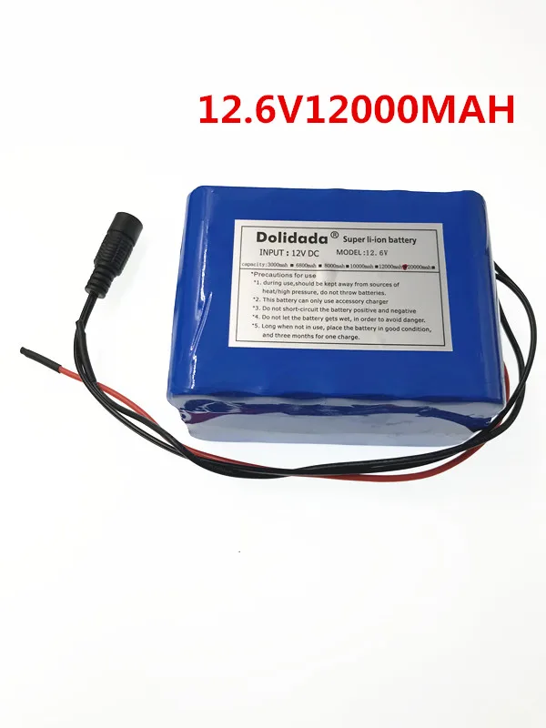 

Dolidada Large capacity 12v 12ah 18650 lithium battery protection board 12v 12000 capacity+ 12 v 3A battery Charger