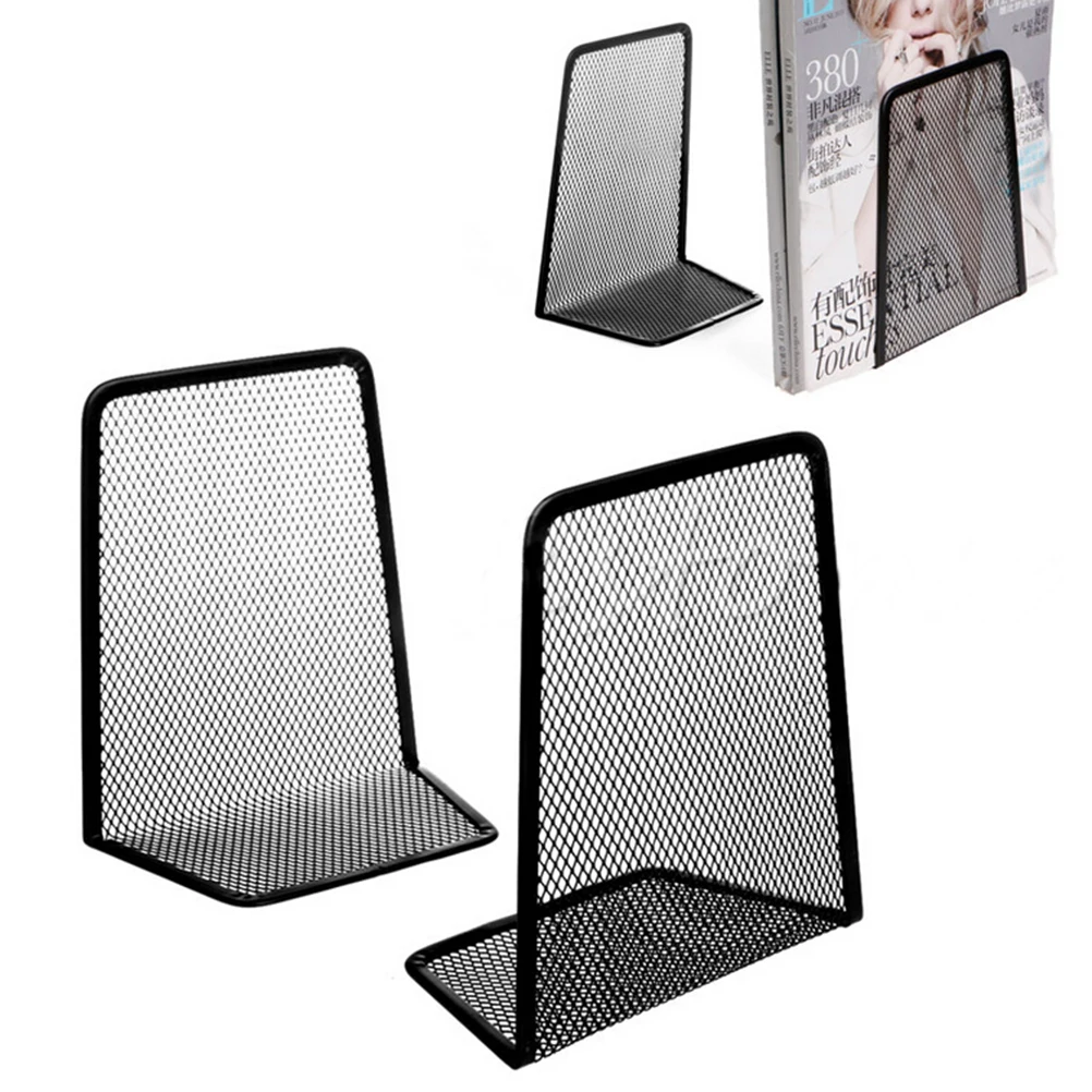 

1 Pair Portable Black Metal Mesh Reading Desk Organizer Desktop Office Home Bookends Text Book Document Display Holder Bookstand