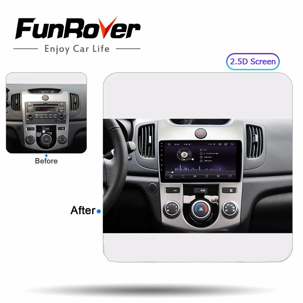 Cheap FUNROVER 2.5D+IPS 2 din car radio Multimedia dvd player android 9.0 For KIA Forte Cerato 2008-2012 stereo dvd gps tape recorder 1