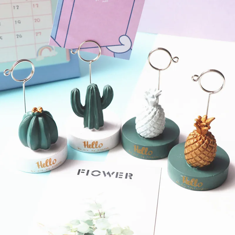 

Artificial Cactus Card Clip Holder Message Clips Table Memo Number Name Photo Holder Stand Clips Resin Plant Desktop Decoration