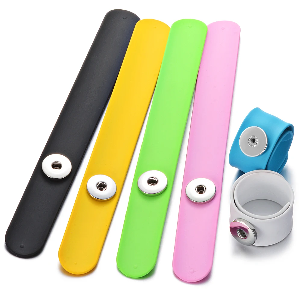 

10pcs/lot Colorful Silicone Slap Bracelets fit 18mm DIY Snaps Button Jewelry Snap Charms Bracelet for Adult&Children NN-722