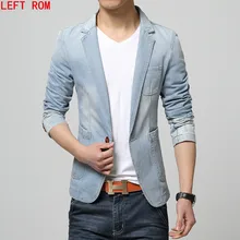 Брендовый Мужской Блейзер, модный мужской Джинсовый блейзер, мужской пиджак, приталенный Повседневный осенний Джинсовый блейзер, мужской костюм