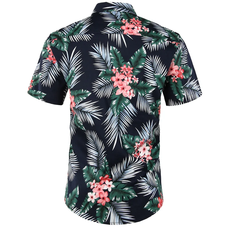 Гавайская Мужская рубашка с пальмовым деревом, лето, Брендовые мужские пляжные Гавайские рубашки с цветочным принтом, мужские нарядные рубашки с коротким рукавом размера плюс