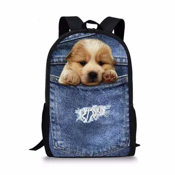 

5PCS / LOT Cat Backpack Cute 3D Animal Denim Backpacks for Children Boys Girls Casual Kids School Bag Mochila Travel Backpack