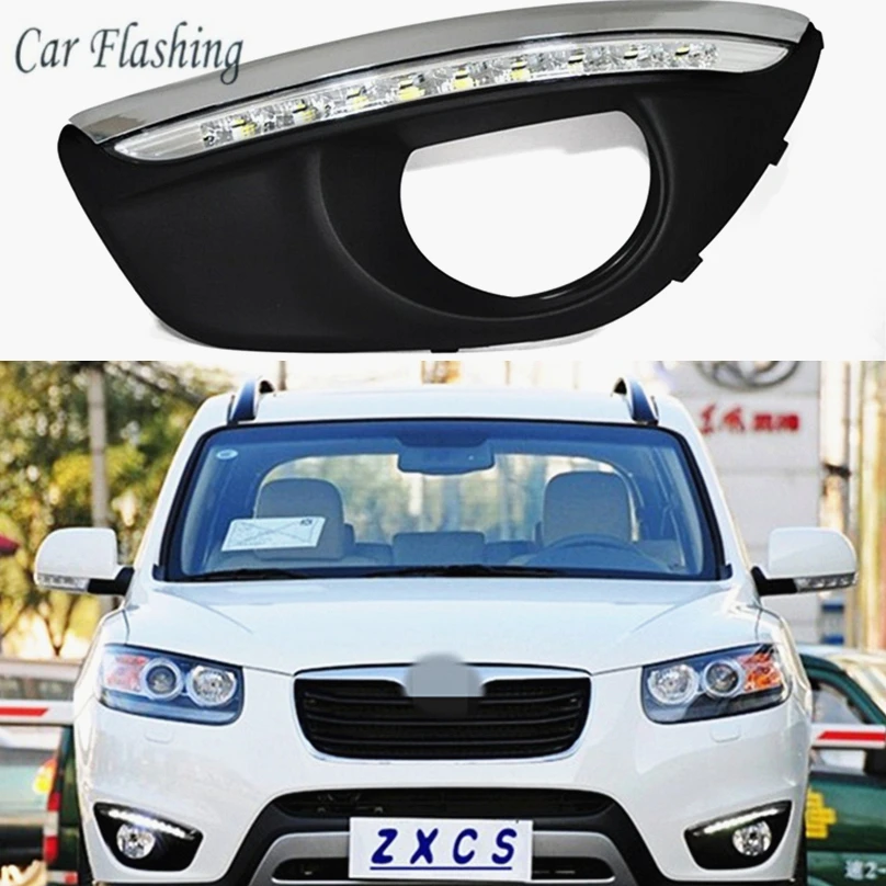 Car Flashing for Hyundai Santa Fe 2010 2012 LED DRL Daytime Running