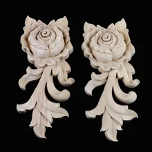 4 шт./лот 5,5*6,5*1,5 см Европейская твердая резина, дерево резные двери отделка ящика розы цветок наклейки