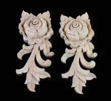 5.5*6.5*1.5cm European style solid rubber wood carved door trim piece drawer rose flower decals