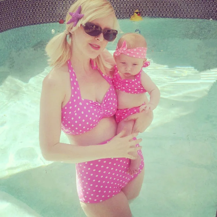 

High Waist Bikini Swimsuits Mommy and Me Clothes Family Look Mother Daughter Swimwear Mom Daughter Girl Matching Bathing Dress
