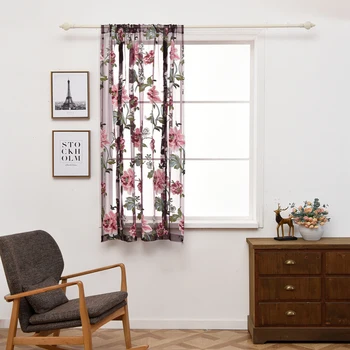 

New classical Flower Curtain Window Roman Short Curtain Rose Curtains For Living Room Bedroom Window Curtain