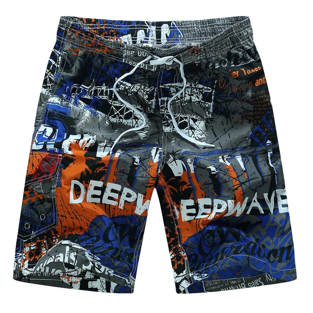 Letter Print Beach Shorts Summer Men's Pants Fashion Casual Surfing Loose Shorts Large Size Straight Pants /PT