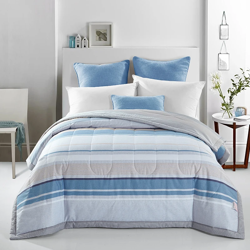 Arnigu simple striped print Throws thin Summer Quilt single double bed air condition Comforter