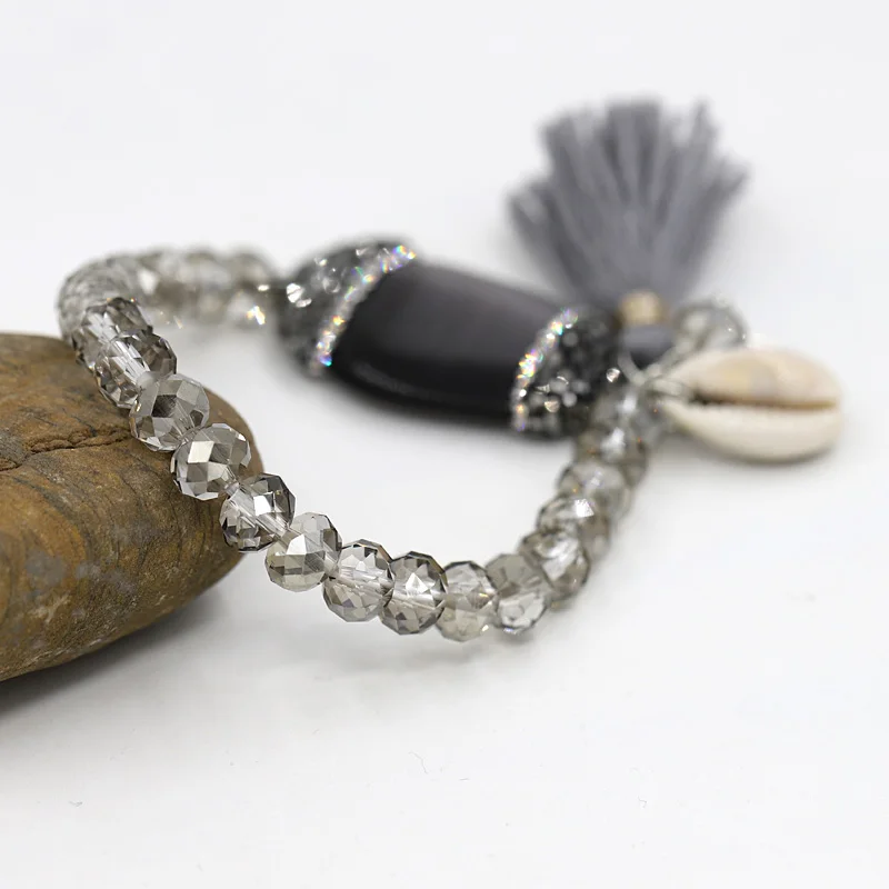 VONNOR браслет для женщин ювелирные изделия камень оболочки браслеты с кисточкой сплав дерево кулон браслет из бисера женские аксессуары для девочек