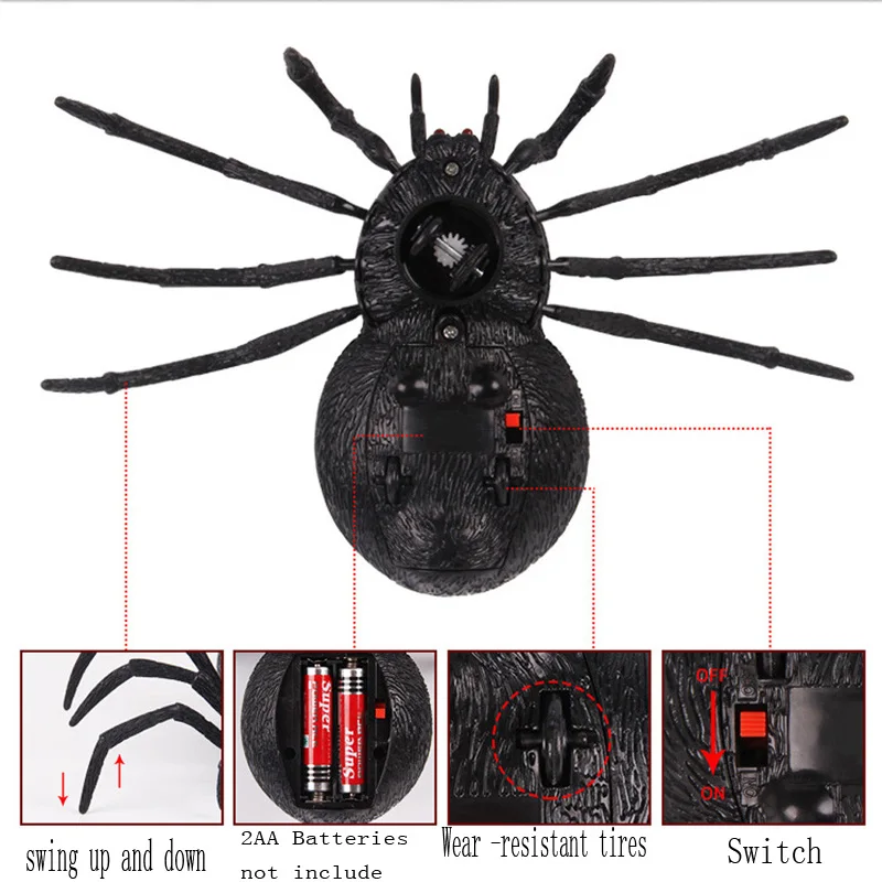 Два канала дистанционного управления паук страшный волк Паук Робот Реалистичная Новинка шалость Хэллоуин Праздник RC Tricky Смешные шалости игрушки