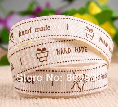 

5yrd/lot Cotton15mm" hand made" ribbon Printed tape Cotton fabric printing ribbons for DIY(ss-126)