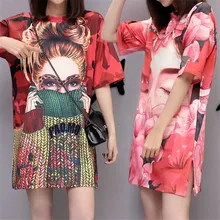 Новая летняя модная женская футболка с принтом, Свободные Длинные повседневные топы с коротким рукавом и круглым вырезом, женские футболки больших размеров, женские футболки, топы WZ026