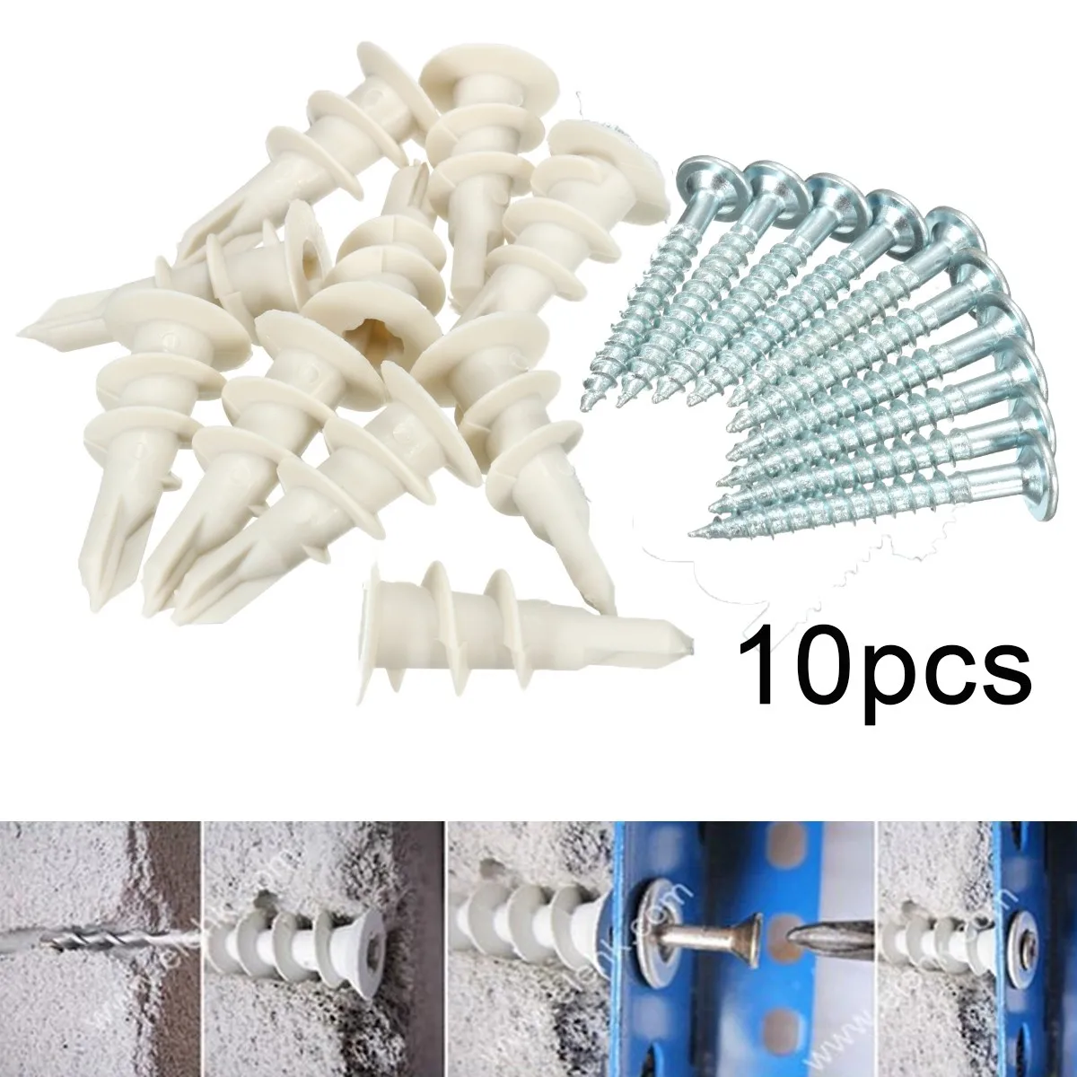 Buy 10Pcs Nylon Expansion Bolt Screw Cavity Wall