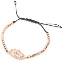 Золото Серебро Микро-паве cz Циркон кубический цирконий веревочный браслет с регулировкой макраме ghds3 медные бусины украшение в форме листка плетеные браслеты