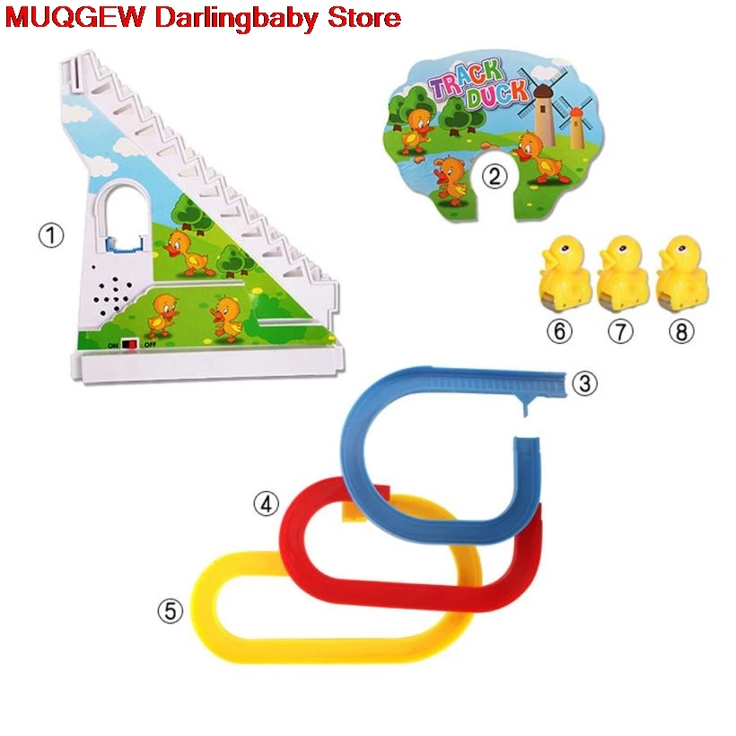Желтая утка Электрический свет музыка Развлечений Электрический подняться Лестницы трек игрушка забавными гаджеты Новинка интересный подарок на день рождения игрушки приколы антистрессы сквиши антистресс слайм