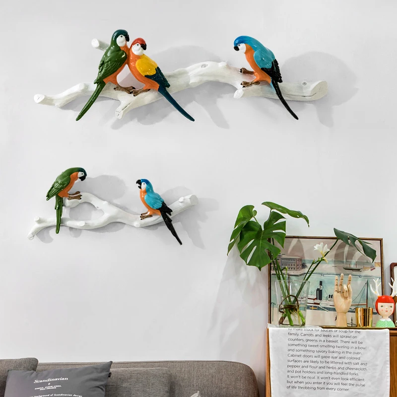 

Nordic Style Home Decoration Products Beautiful Three -dimensional Parrot Wall sticker Sticker, Creative Bird Wall Hanging Resin