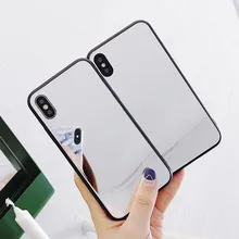 Luxury Mirror Girly Glass Phone Case For iPhone X 7 6 6S 8 Plus XS Max XR Simple Soft TPU+Hard PC Phone Back Cover Cases Coque