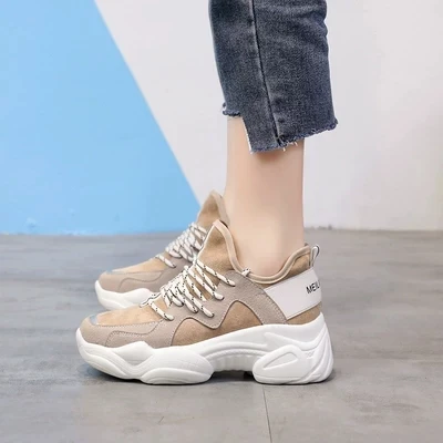 

New HOT Women Platform Wedge Sneakers Breathable Mesh 6 CM High Heel Autumn Casual Shoes Height Increasing Woman Outdoor Shoes