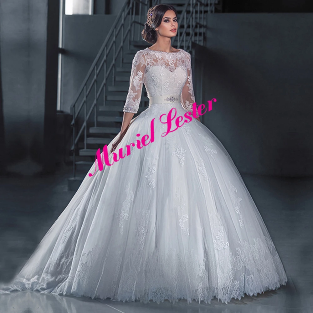 Vestido De Noiva Princesa 2019 Винтаж три четверти свадебное платье невесты плюс Размеры платья на заказ Свадебный платья халат брак