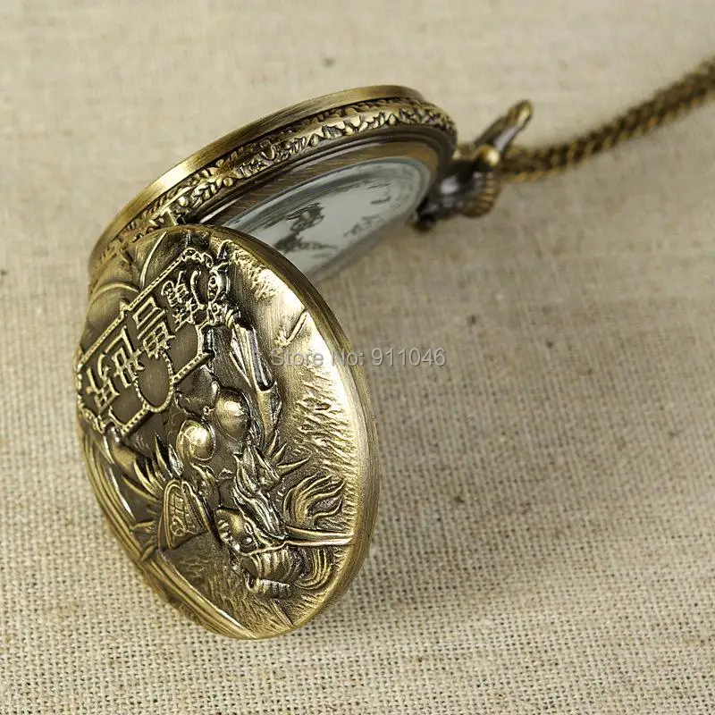 100pcs/lot Vintage Bronze Watch Antique Pocket Watches Sweater Chain Gift Watches Wholesale