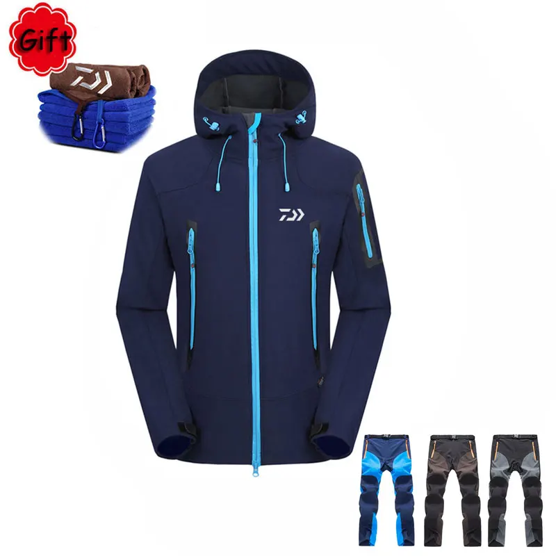 

Men Fishing Clothing Outdoor Sports Pants Sunproof Warm Fishing Clothes Jacket and Pant for Winter Hiking Fishing with Free Gift