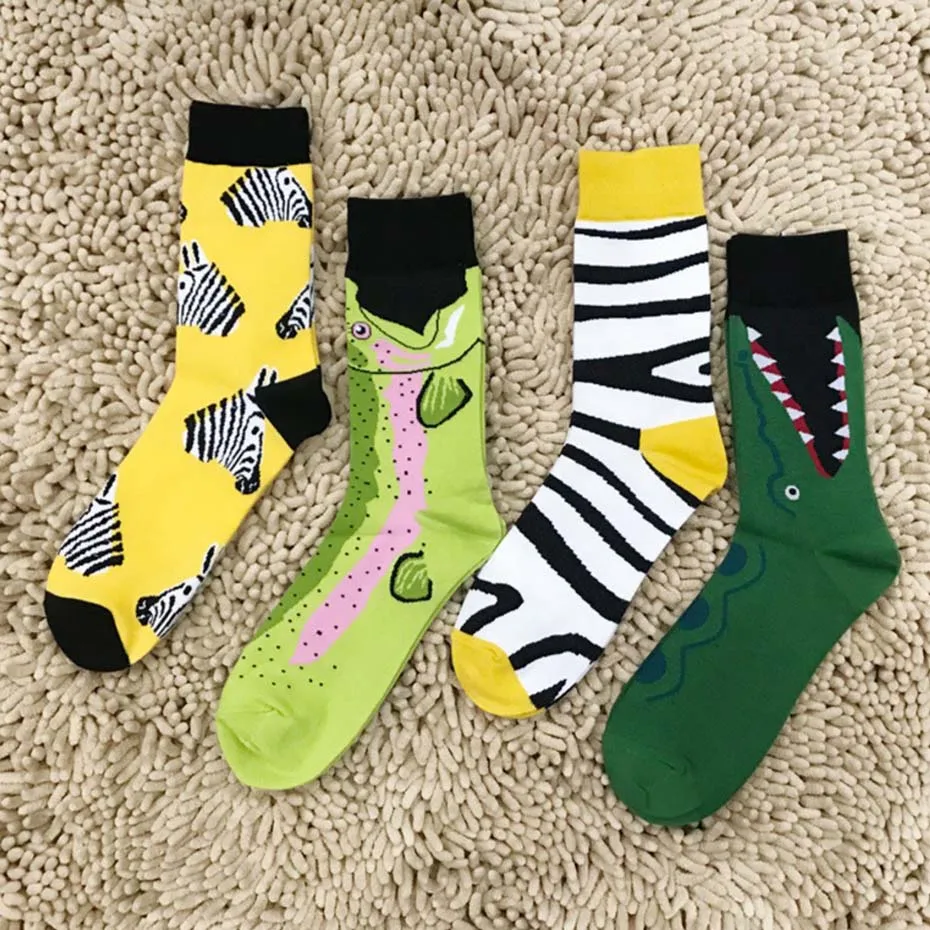 10 pairs Hot Novelty Printed Men Soft Cotton Sock Assorted Color Design