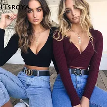 Itsroya осень зима кардиган v-образный вырез ремень с длинными рукавами рубашка женская черная сексуальная накидка Удобная вязаная Йога Топ