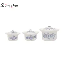Миниатюрные игрушки dongzhur 1:12 аксессуары для кукольного дома суповые горшки кукольный домик мини аксессуары модель 3 шт. керамические горшки для супа фаст-фуд игрушки