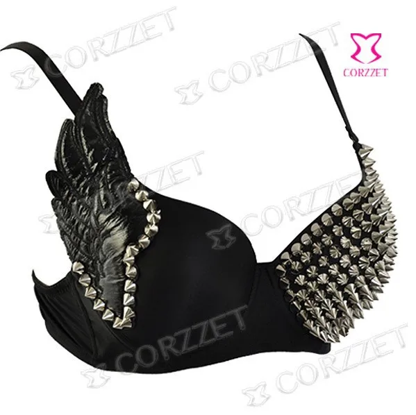 Женский бюстгальтер с заклепками и эффектом пуш ап в стиле панк|punk buckle|punk luckybra white