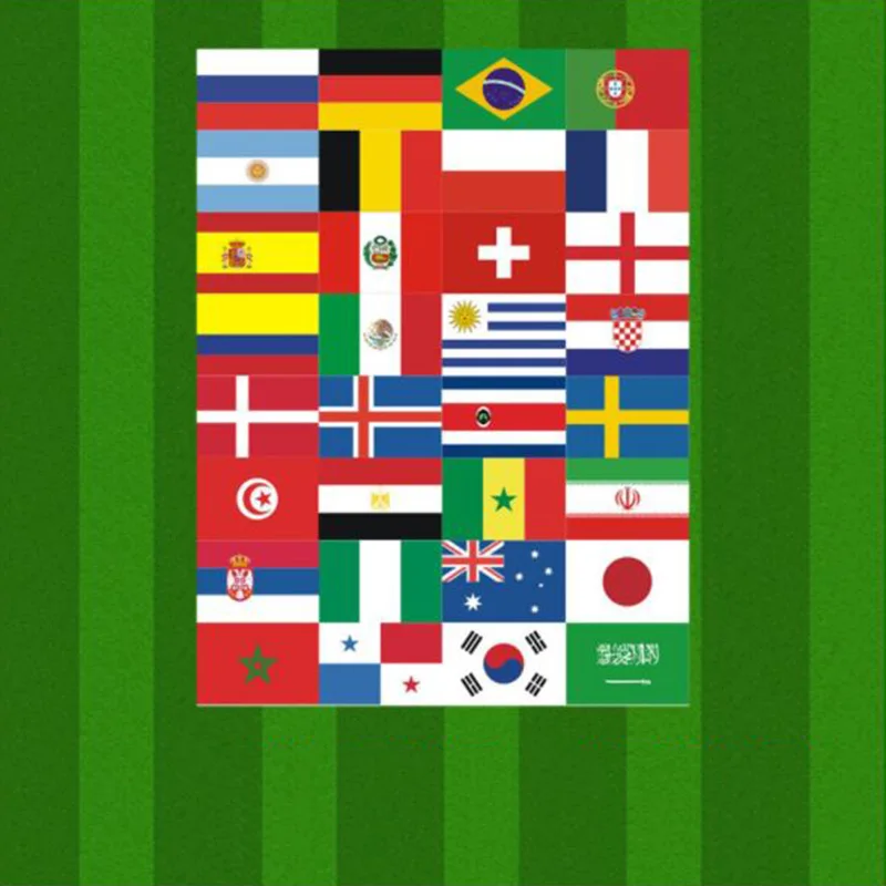 

10pcs/lot Russia Football 32 national flag fans stickers football fans self adhesive label face sticker
