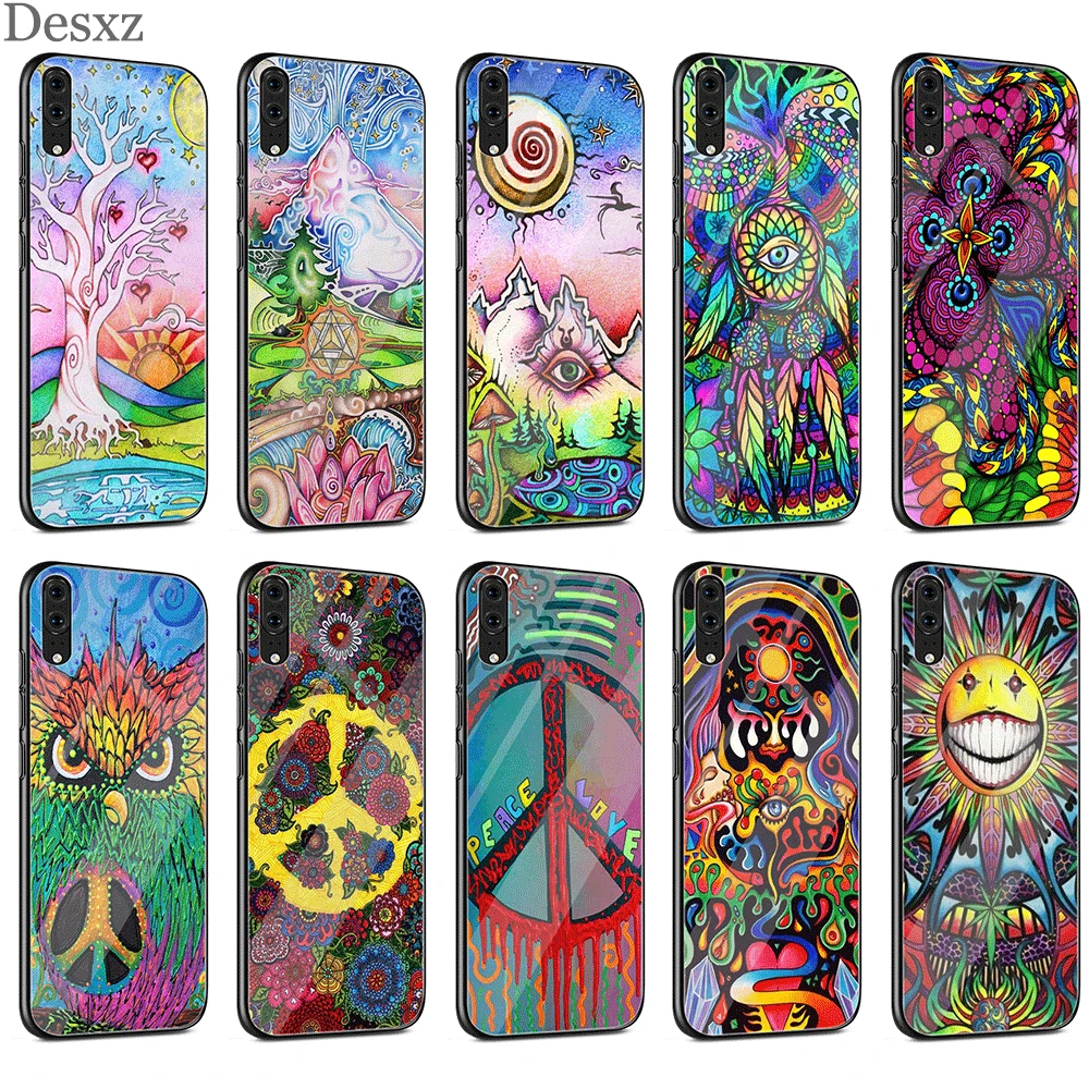 Hippie Psychedelic Glass Case TPU For Huawei P30 P10 P20 P Smart Mate 10 20 Lite Pro Y6 Y9 Honor 7A 8X | Мобильные телефоны и