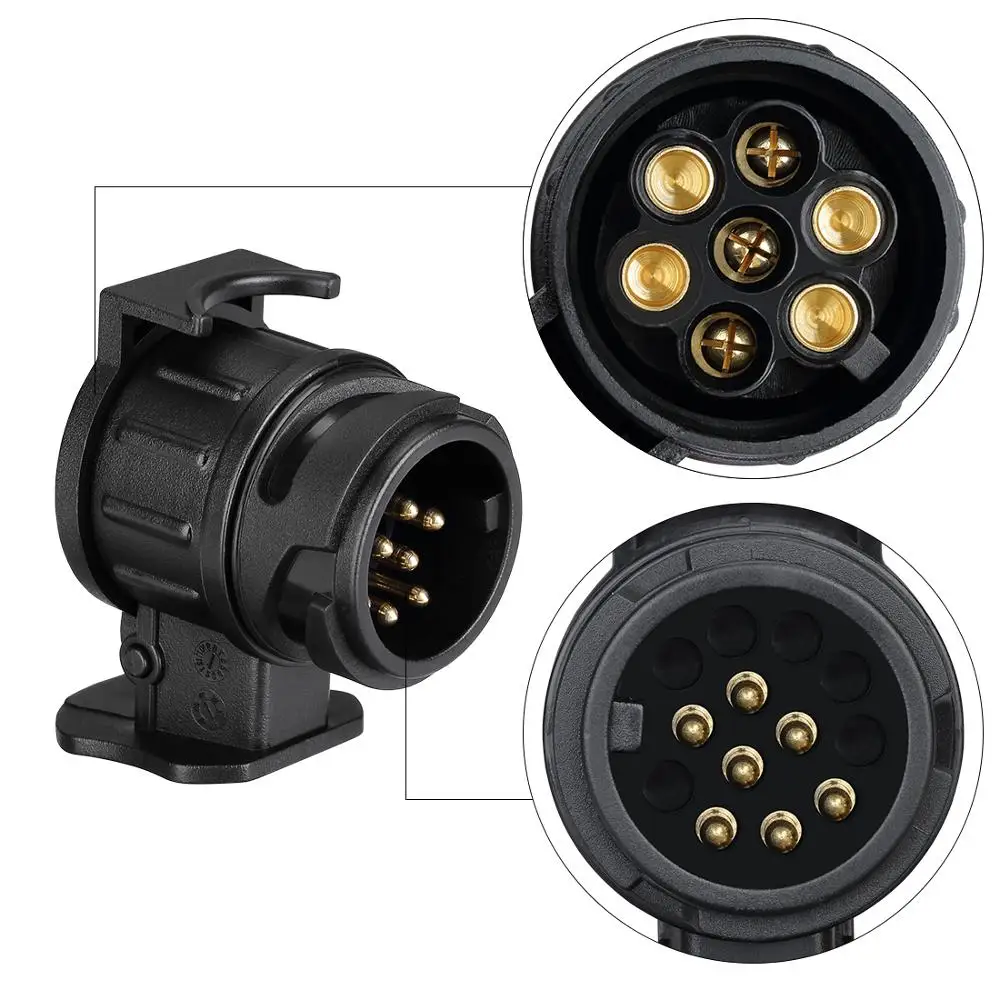 

13 To 7 Pins Plug Adapter 12V Electrical Converter Truck Trailer Connector European Standard Round Hole Trailer Plug Truck Cable