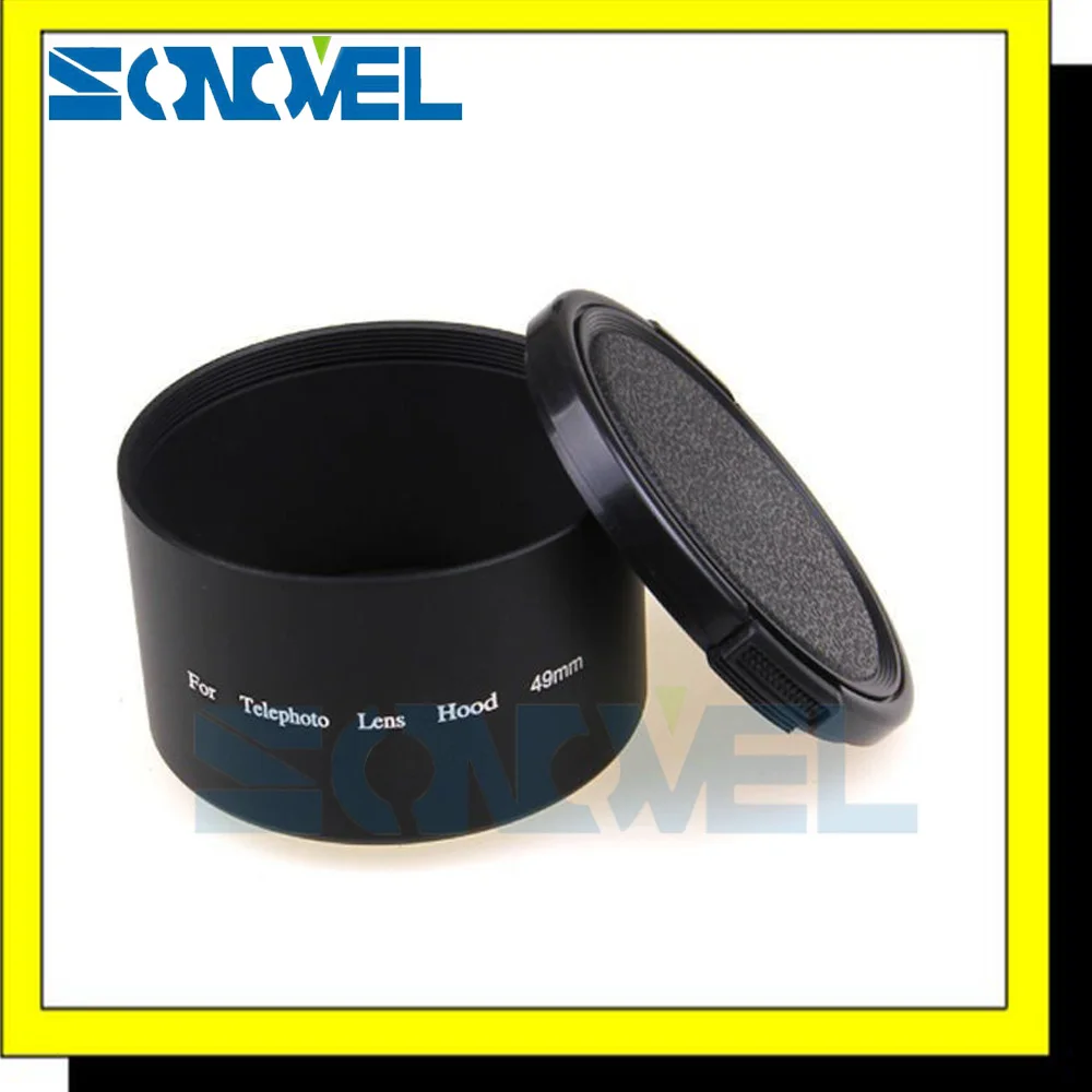 49mm 49 mm Tele Metal Lens Hood+Lens cap For Sony A6500 A6300 A6000