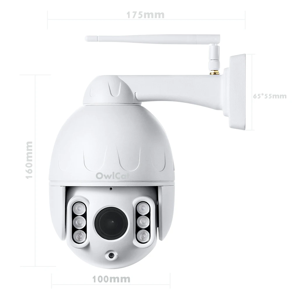 OwlCat HD 1080P PTZ IP Camera Wifi Outdoor Waterproof IP66 CCTV Street Camera Two Way Audio SD Card Slot Motion Phone APP Onvif