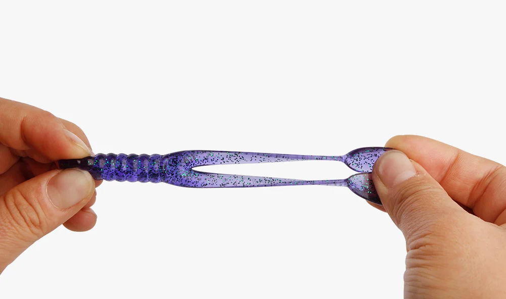 New 10 Pcs 45mm 0.9g,80mm 5.3g Silicone Double Tails Worms Fishing Lures Soft Bait Sea River Lake Carp, Pike, Bass Fishing  (7)