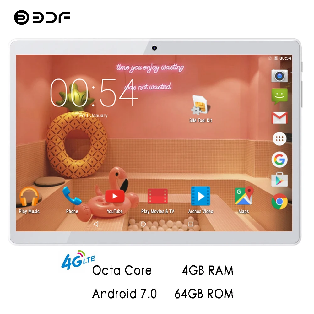 

BDF Tablet 10 Inch Tablet Pc Android 7.0 Octa Core 4GB/64GB Built-in 4G Tablet Dual SIM Card Laptop WiFi Bluetooth Pc Tablet 10