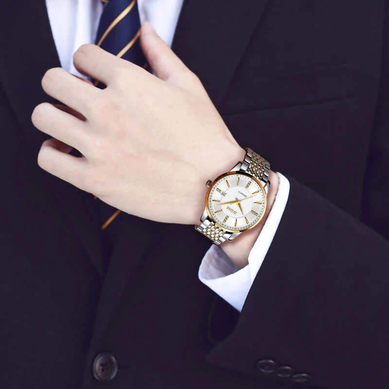 

DOM Men Automatic Mechanical Watch Japanese Movement Auto Date Stainless Steel Male Bracelet Wristwatch Mens Bangle Montre Homme