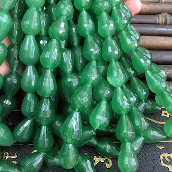 

1 Strand Water Drop Natural Green Agates Stone Loose Spacer Beads for DIY Bracelets Necklace Jewelry Making Findings Supplier