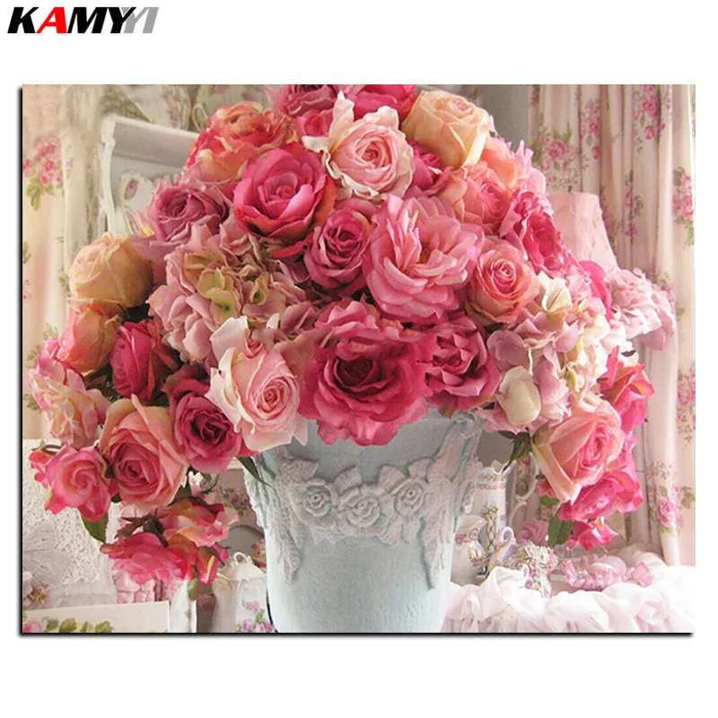 

5D Diy diamond painting cross stitch Pink Rose Full Square Diamond embroidery Needlework Rhinestone Mosaic Crafts B619
