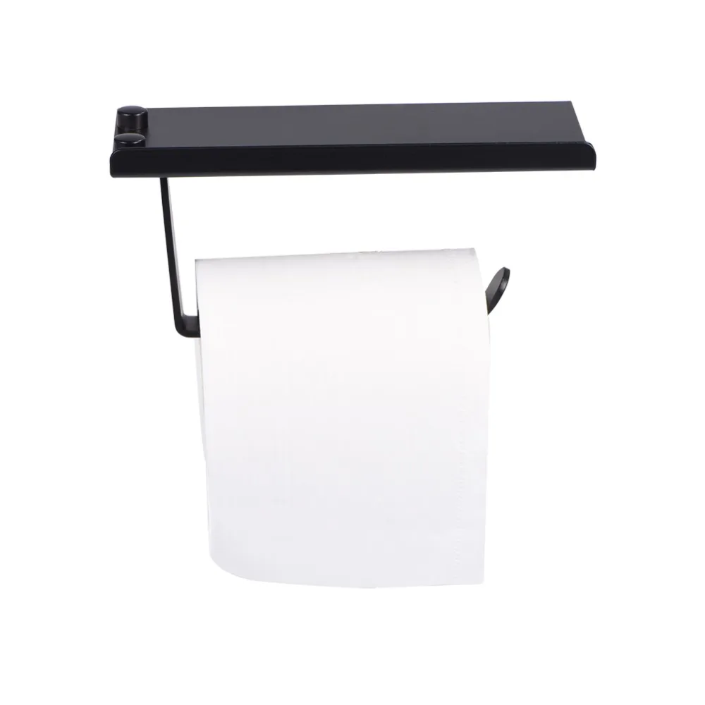 Space Aluminum Toilet Paper Holder Bathroom Black Tissue Box Bathroom Accessories With Phone Shelf Holder wc rolhouder toilet paper holder toilet roll holder tissue holder